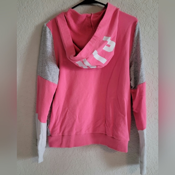 PINK Victoria's Secret Pink & White Zipper Hoodie, L - Picture 2 of 4
